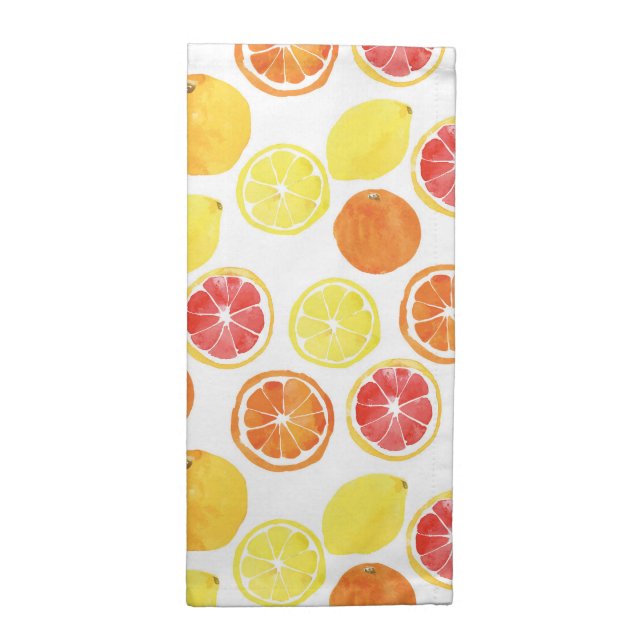 Watercolor Citrus Fruit Pattern Cloth Napkin (Half Fold)