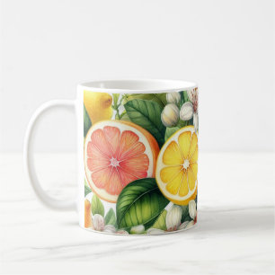 Watercolor Citrus Fruit Pattern Coffee Mug