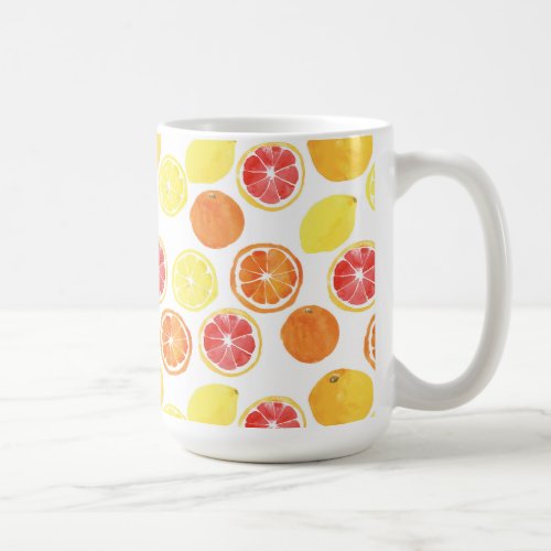 Watercolor Citrus Fruit Pattern Coffee Mug