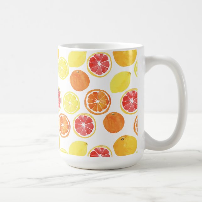 Watercolor Citrus Fruit Pattern Coffee Mug (Right)