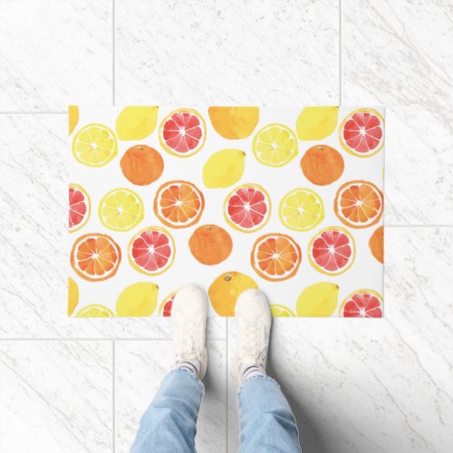Watercolor Citrus Fruit Pattern Doormat