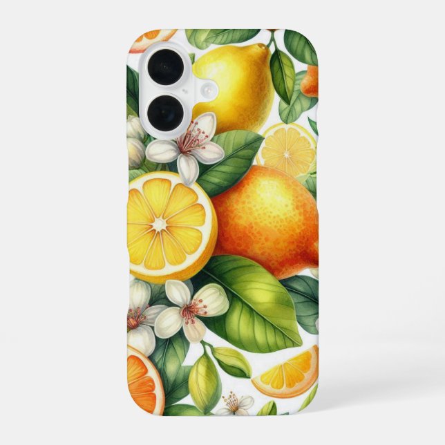 Watercolor Citrus Fruit Pattern Iphone Case (Back)