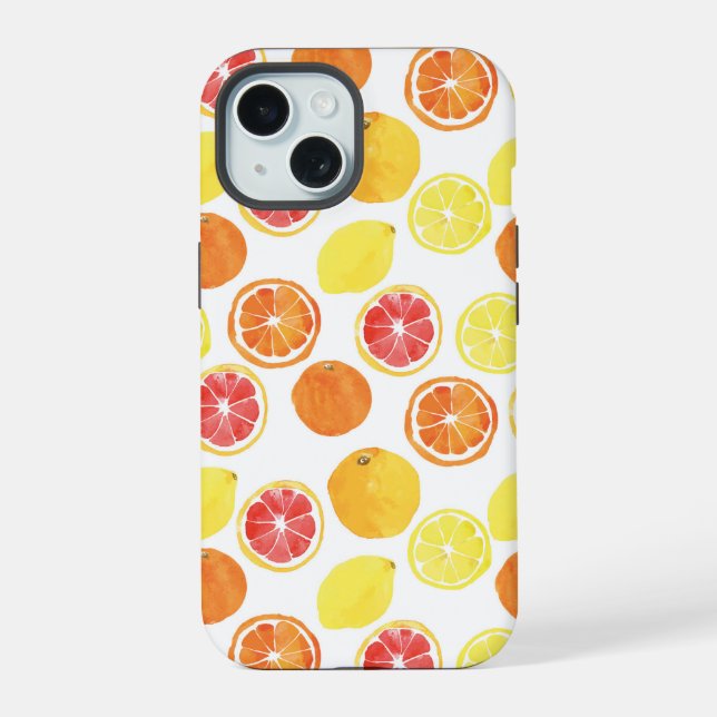 Watercolor Citrus Fruit Pattern Iphone Case (Back)
