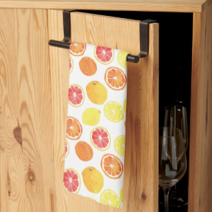 Watercolor Citrus Fruit Pattern Kitchen Towel