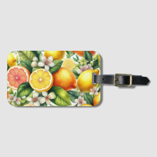 Watercolor Citrus Fruit Pattern Luggage Tag