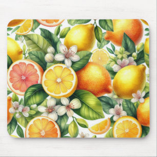 Watercolor Citrus Fruit Pattern Mouse Pad