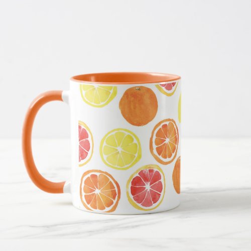 Watercolor Citrus Fruit Pattern Mug