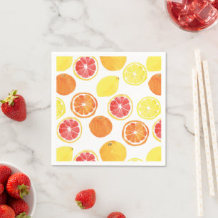 Watercolor Citrus Fruit Pattern Napkins