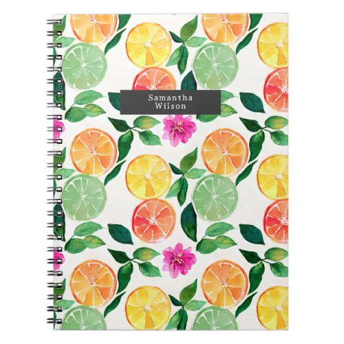 Watercolor Citrus Fruit Pattern Notebook