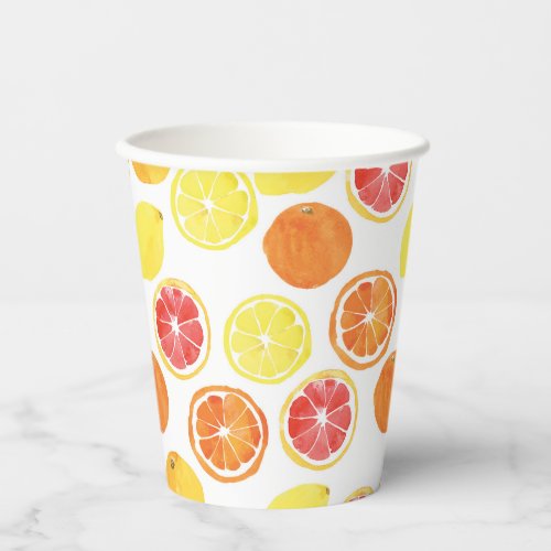 Watercolor Citrus Fruit Pattern Paper Cups