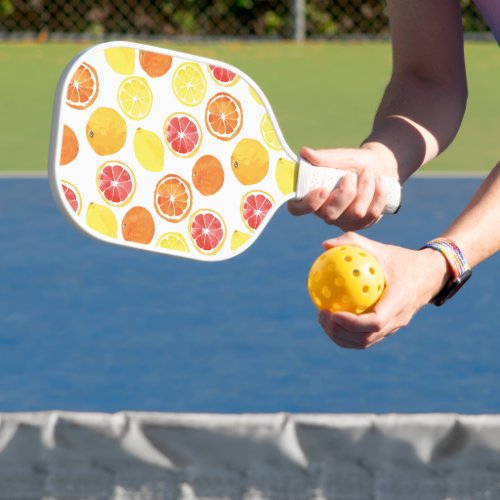 Watercolor Citrus Fruit Pattern Pickleball Paddle