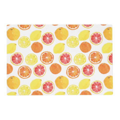 Watercolor Citrus Fruit Pattern Placemat