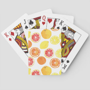 Watercolor Citrus Fruit Pattern Poker Cards