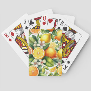 Watercolor Citrus Fruit Pattern Poker Cards