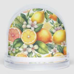 Watercolor Citrus Fruit Pattern Snow Globe