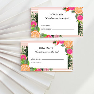 Watercolor citrus fruits guess how many candies enclosure card