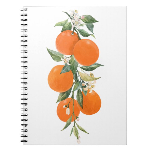Watercolor citrus fruits orange lemon notebook (Front)