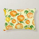 Watercolor citrus fruits, tropical pattern. accent pillow