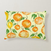 Watercolor citrus fruits, tropical pattern. accent pillow (Back)