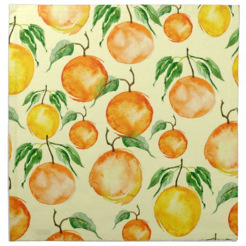 Watercolor citrus fruits tropical pattern cloth napkin