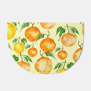 Watercolor citrus fruits, tropical pattern. doormat