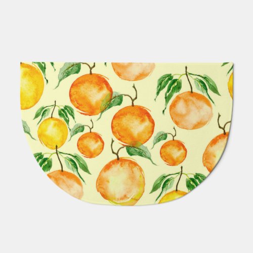 Watercolor citrus fruits tropical pattern doormat