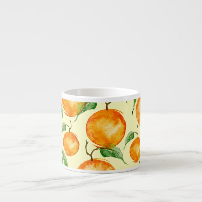 Watercolor citrus fruits, tropical pattern. espresso cup (Front)