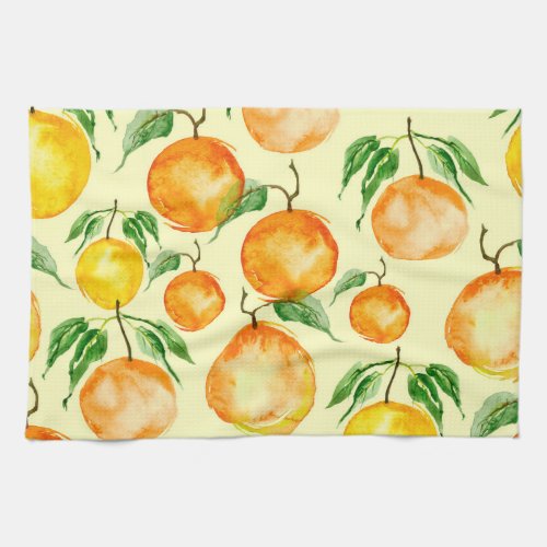 Watercolor citrus fruits tropical pattern kitchen towel
