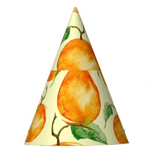 Watercolor citrus fruits tropical pattern party hat