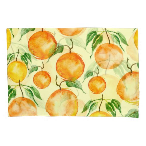 Watercolor citrus fruits tropical pattern pillow case