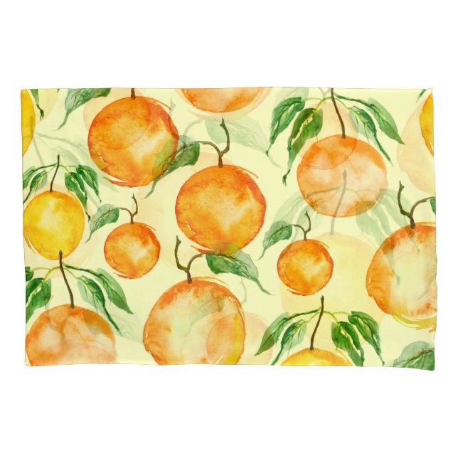Watercolor citrus fruits, tropical pattern. pillow case (Front)