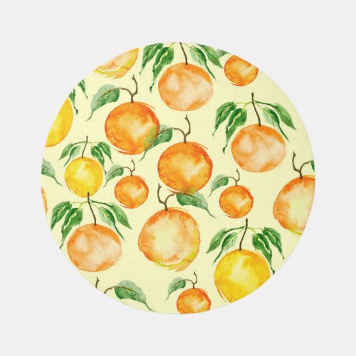 Watercolor citrus fruits tropical pattern rug