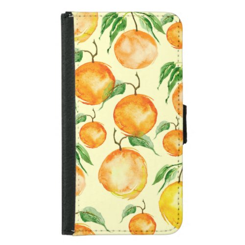 Watercolor citrus fruits tropical pattern samsung galaxy s5 wallet case