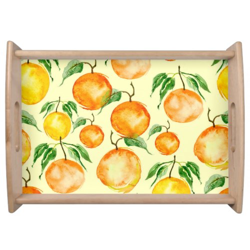 Watercolor citrus fruits tropical pattern serving tray