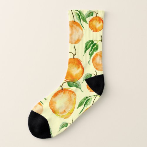 Watercolor citrus fruits tropical pattern socks