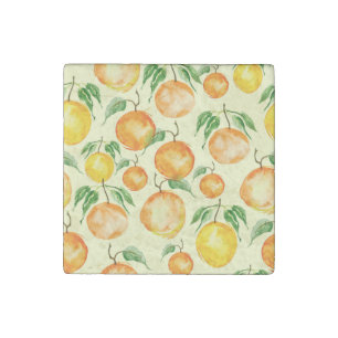 Watercolor citrus fruits, tropical pattern. stone magnet