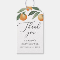 Watercolor citrus garden baby shower thank you gift tags