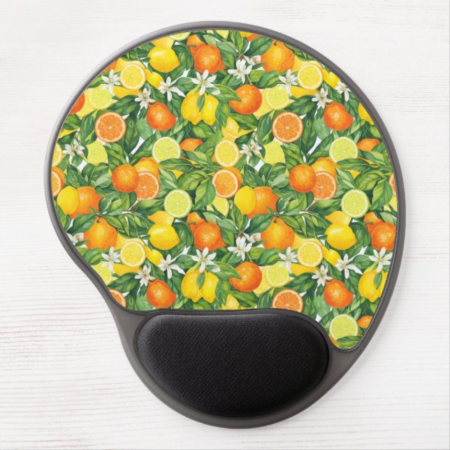 Watercolor Citrus Garden Gel Mouse Pad (Front)