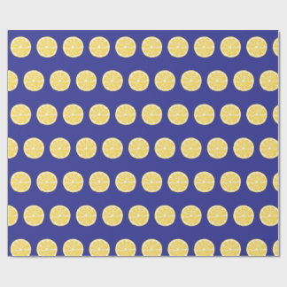 Watercolor Citrus Gift Wrap Elegant Blue Yellow