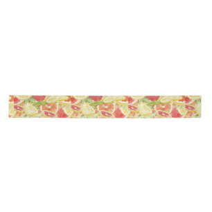 Watercolor Citrus Grapefruit Lemon & Orange exotic Satin Ribbon