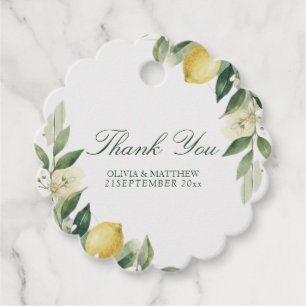 Watercolor Citrus Green Lemon Botanical Wedding Favor Tags