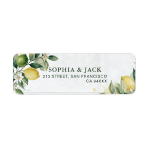Watercolor Citrus Green Lemon Botanical Wedding Label