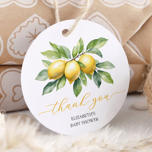 Watercolor Citrus Lemon Baby Shower Favor Tags