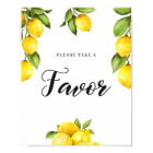 Watercolor Citrus Lemon Baby Shower Favors Sign