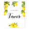 Watercolor Citrus Lemon Baby Shower Favors Sign