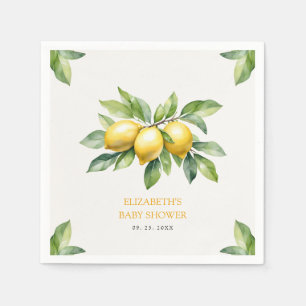 Watercolor Citrus Lemon Baby Shower Napkins