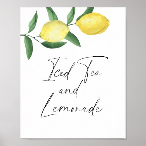 Watercolor citrus lemon _ iced tea and lemonade poster