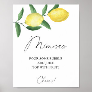 Watercolor citrus lemon - mimosas poster