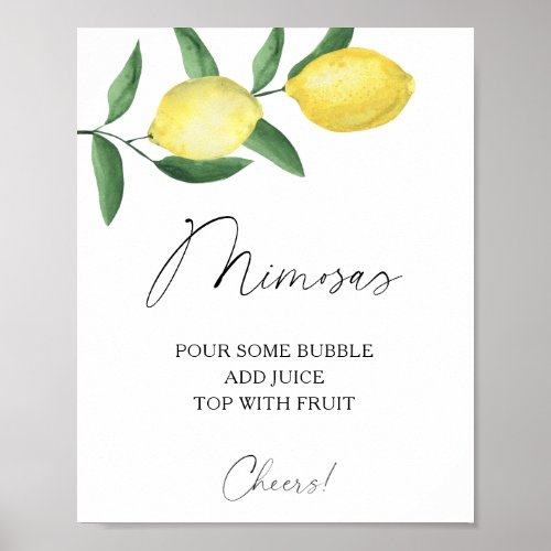 Watercolor citrus lemon _ mimosas poster