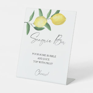 Watercolor citrus lemon - sangria bar pedestal sign